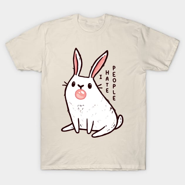 Cute Antisocial Bunny With Bubble Gum That Hates People T-Shirt by LydiaLyd